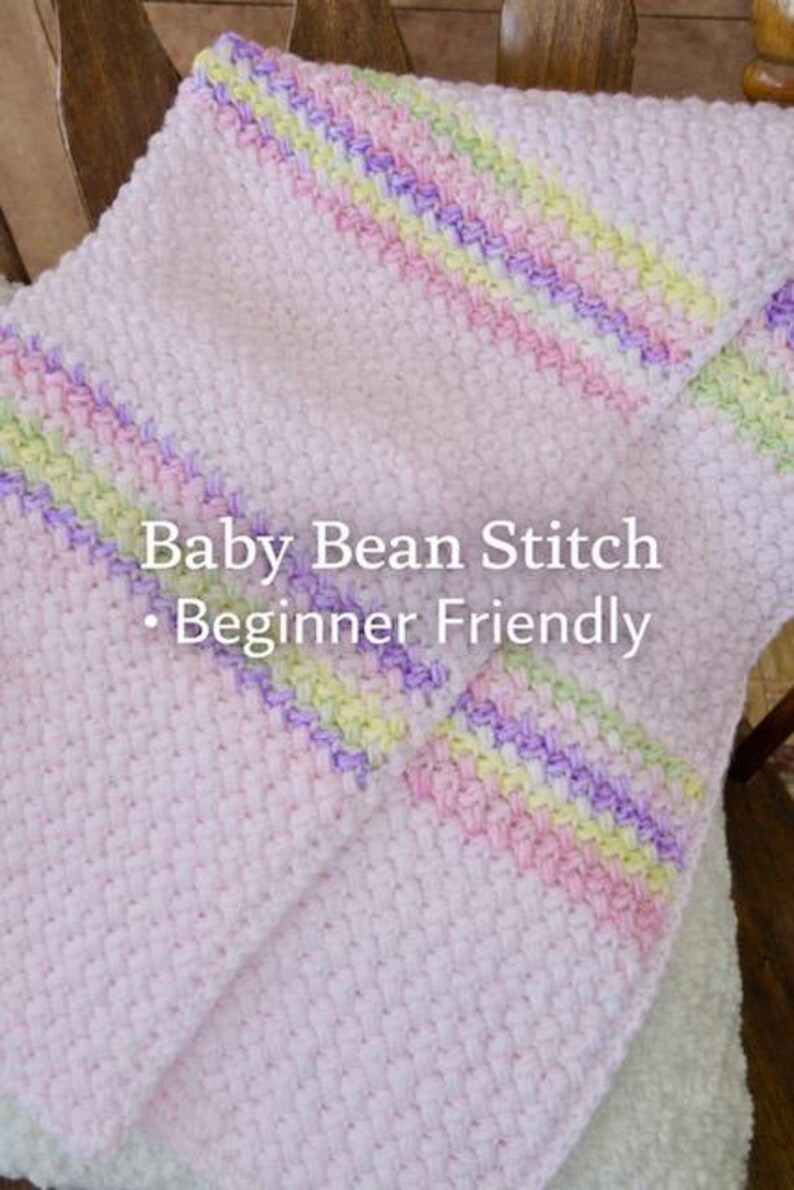 Crochet Baby Blanket Pattern – Textured Bean Stitch, Beginner Friendly