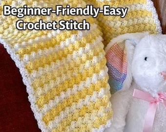 Crochet Baby Blanket Pattern • Easy One-Row Repeat Cluster Stitch (Lemon Meringue)
