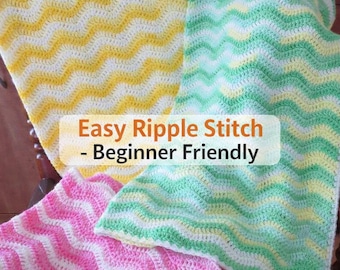 Crochet Baby Blanket Pattern • Easy Ripple Stitch, Beginner Friendly
