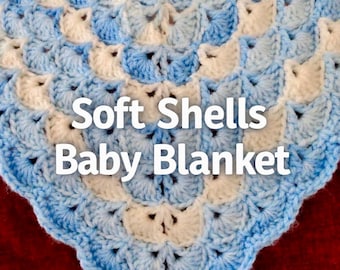 Manta de bebé de ganchillo con punto de concha – Ganchillo fácil