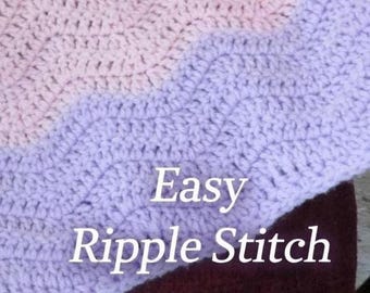 Handmade Crochet Baby Blanket – Easy Ripple Stitch, Pastel Petals Yarn