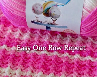 Crochet Baby Blanket Pattern – Sprig Stitch, Easy One Row Repeat (Beginner Friendly)