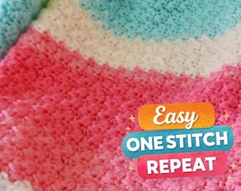 Crochet Baby Blanket Pattern - Beginner Friendly - One Row Repeat - Color Wheel Blanket