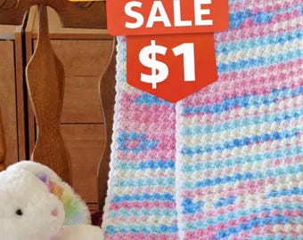 Crochet Baby Blanket Pattern - Beginner Friendly - Pretty Cluster Ice Cream Yarn