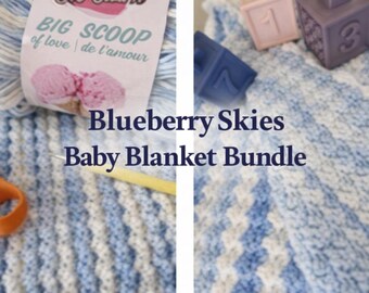 Crochet Baby Blanket Patterns- Blueberry Skies Bundle- Easy Beginner Stitches
