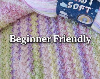 Crochet  Baby Blanket Pattern - Suzette Stitch - One Row Repeat -Beginner Friendly - Soft & Sunny