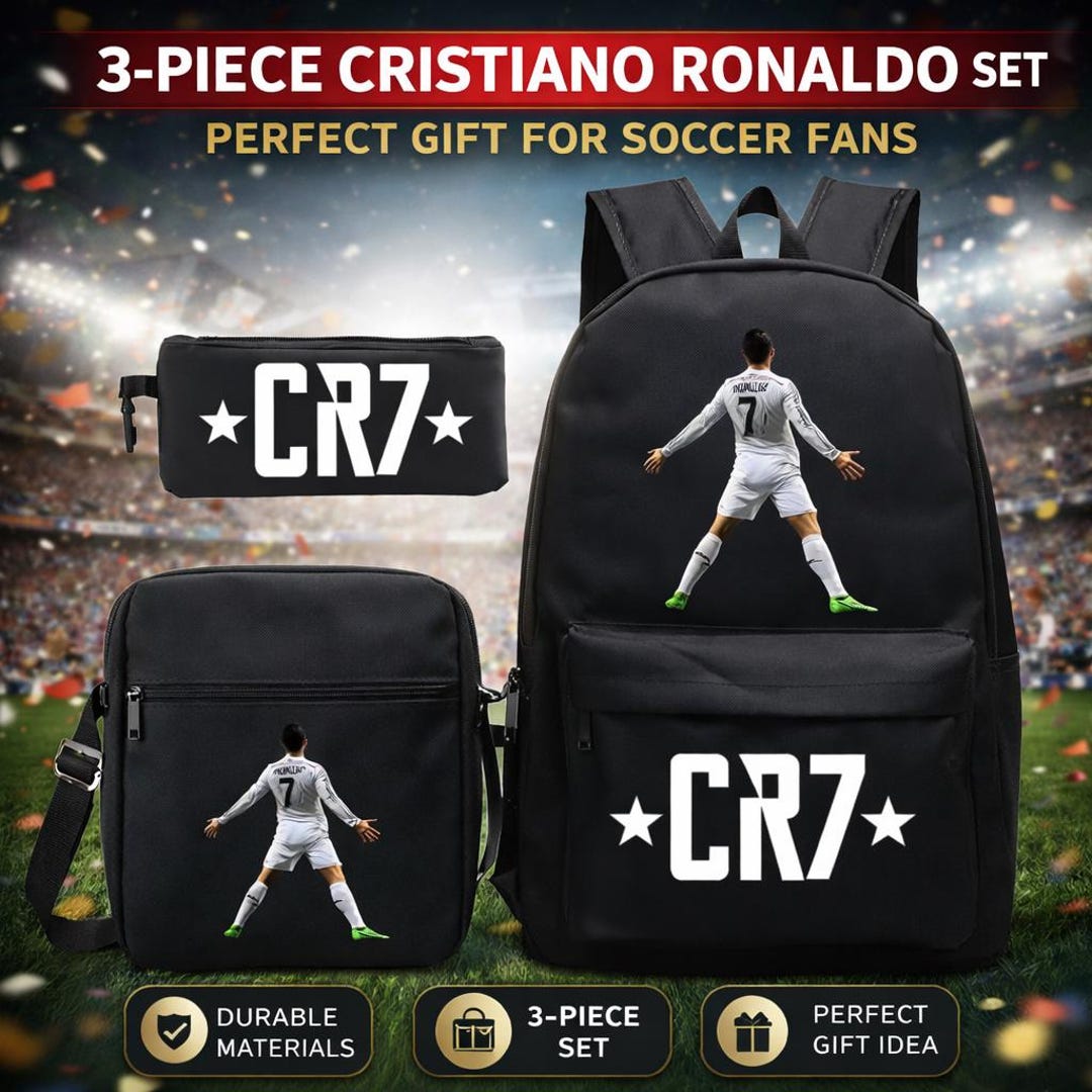 Cristiano Ronaldo CR7 3-piece Backpack Set – Soccer School Bag, Travel ...