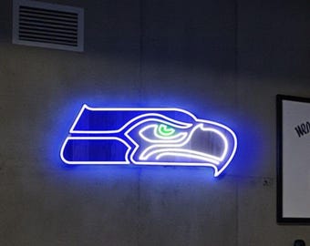 Seattle Seahawks Bar Neon LED Sign, Custom Sports Bar Light, Pub Men's Room Wall Sign, Seattle Seahawks neon sign, NFL neon sign, nfl gift