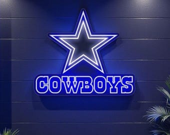 Dallas Cowboys LED Neon Sign, Dallas cowboys, Sports Decor, cowboys gift, cowboys neon led wall decor, football neon sign,cowboys home decor