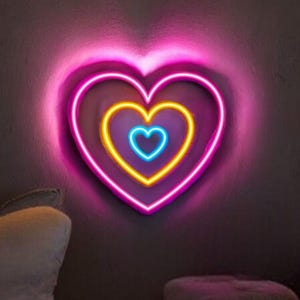 3 colors 3 sizes heart neon sign, bedroom wall decor, heart wall decor, bedroom night light, gift for newlyweds, valentine&#39;s day gift