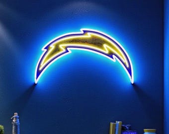 Los Angeles Chargers neon LED Sign: Illuminated Team Emblem, Game Room Decor, chagerrgers neon wall art, charger american football gift