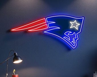 new england patriots neon sign, new england patriots decor, American football neon sign, new england patriots gift, neon nfl led sign