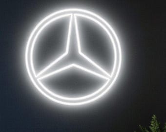Mercedes car neon LED sign-Garage LED light wall art - Man cave car sports decor-logo neon sign - handmade in Türkiye, mercedes wall decor