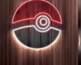 pokemon ball neon light sign, kids room pokemon decor, pokemon light sign, kids room night light, pokemon gift, pokemon wall decor