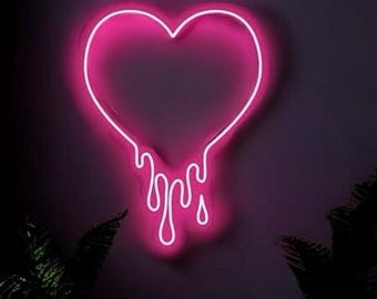 dripping heart special design neon sign, heart neon sign home decor wall decor, bedroom decor, neon special design sign, gift for girlfriend