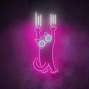 cute cat trying to climb the wall neon sign, cat gift, cat sign, cat decor, gift for girlfriend, perfect wall decor for cat lovers,