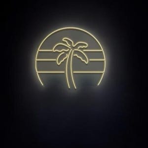 Palm tree neon sign, perfect neon beach and palm tree neon wall decor, landscape neon sign, perfect decor for bedroom and tropical locations
