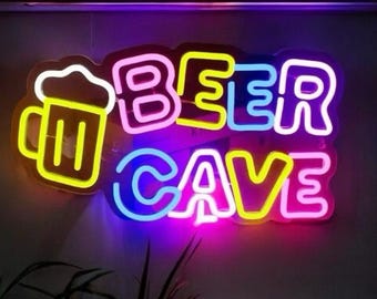 beer cave neon sign, perfect for bars and your home's drinking corner, bar corner sign neon sign, alcohol corner gift, gifts for boyfriend