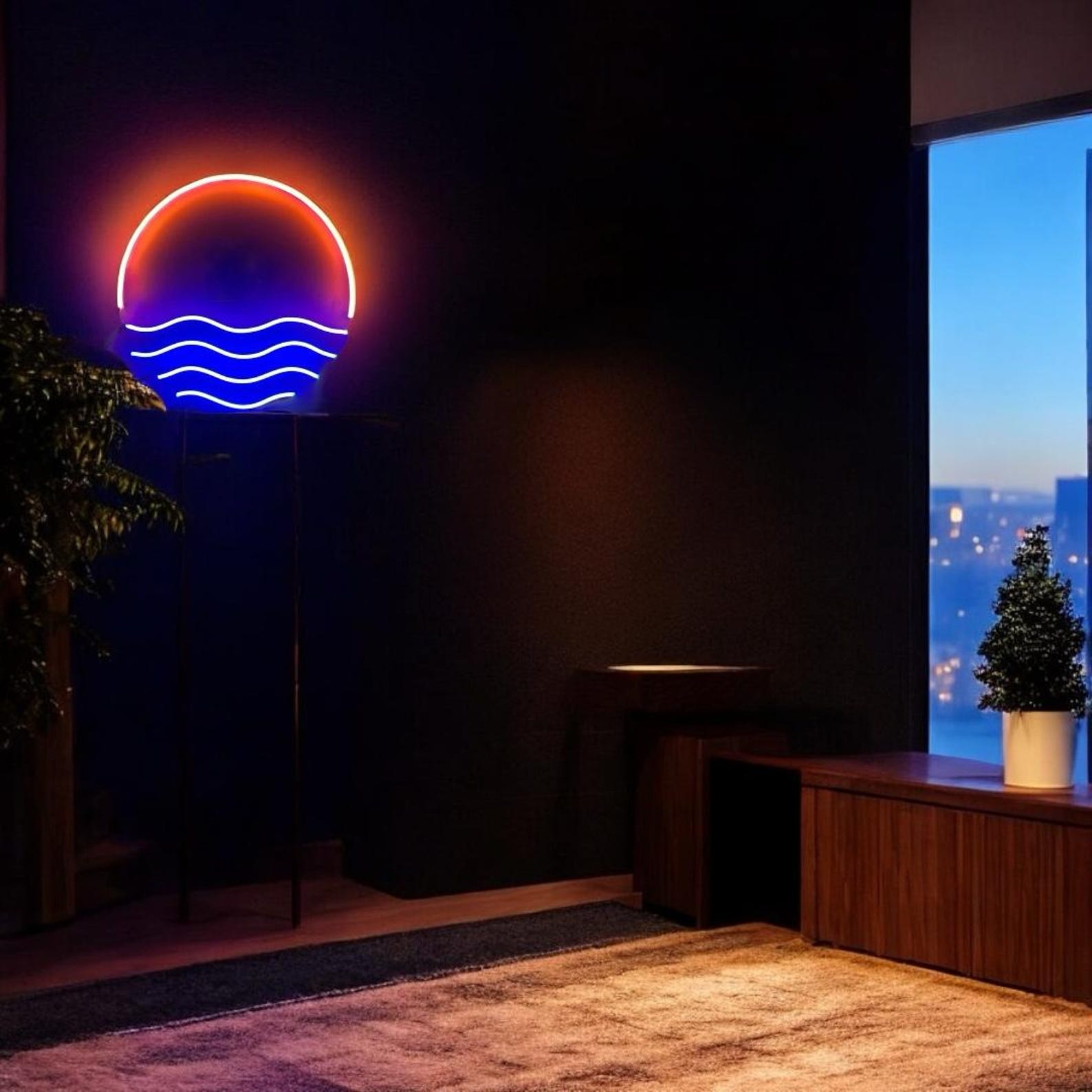 Sunset Neon Sign, Gorgeous Bedroom Wall Decor, Peaceful Landscape Sign ...