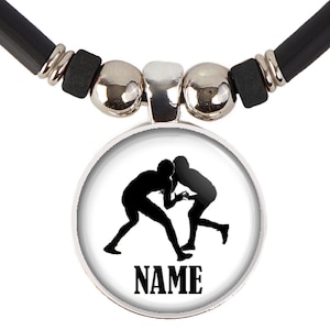 SpotlightJewels Customized Boys Wrestling Silhouette Necklace with Your Name