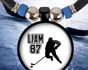 Collar de hockey personalizado, regalo para mamá de hockey, regalo para entrenador, joyería para fanáticos del hockey, accesorio de equipo, regalo de cumpleaños deportivo, premio para fiesta de torneo de fin de temporada