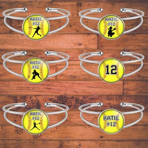 Bracciale Softball Bracciale Softball Love Bracciale Softball regolabile per ragazze Bracciale Softball personalizzato con nome e numero