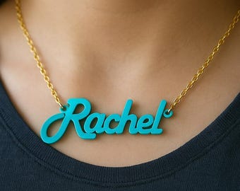 Gepersonaliseerde acrylnaamketting: gepersonaliseerd naambordje sieraad cadeau