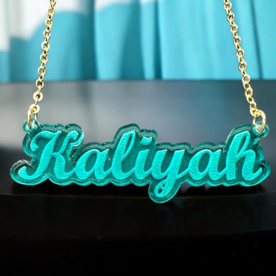 Personalized Name Necklace Custom Acrylic Pendant Vibrant Color Jewelry Birthday Gift Fashion Accessory 3D Layered Unique Statement Piece