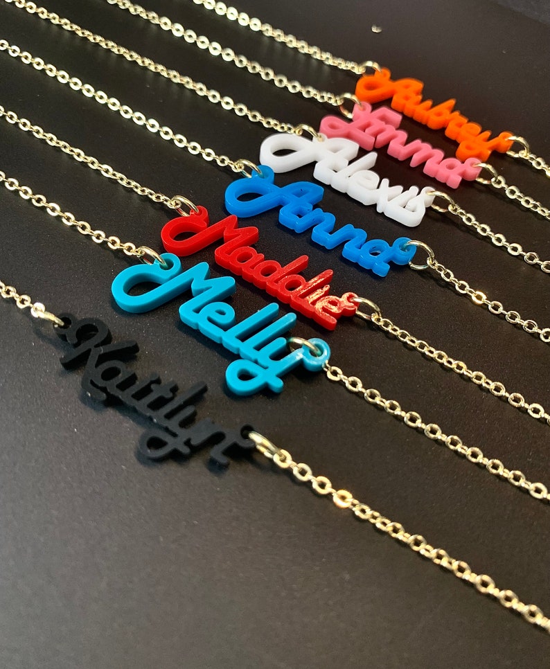 Gold Acrylic Name Necklace Personalized Name or Word - Etsy