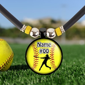 Personalized Softball Necklace Girls Custom Softball Gift Softball Pendant Jewelry Softball Players Team Gifts Graduation Seniors Gift