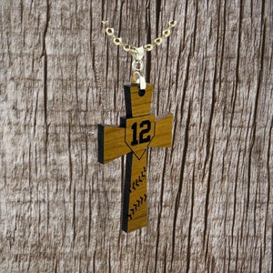 Baseball cross necklace with number Clearance