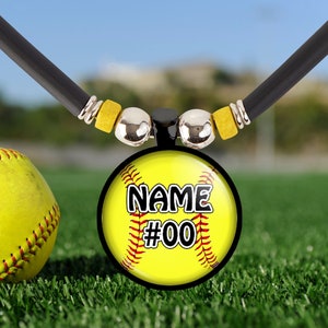 Softball Necklace Gift Girls Softball Pendant Jewelry with Personalized Name and Number Customized Softball Fastpitch Team Gift Softball Mom