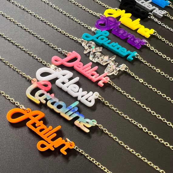 Acrylic Name Necklace Personalized Nameplate Necklace Bridesmaid