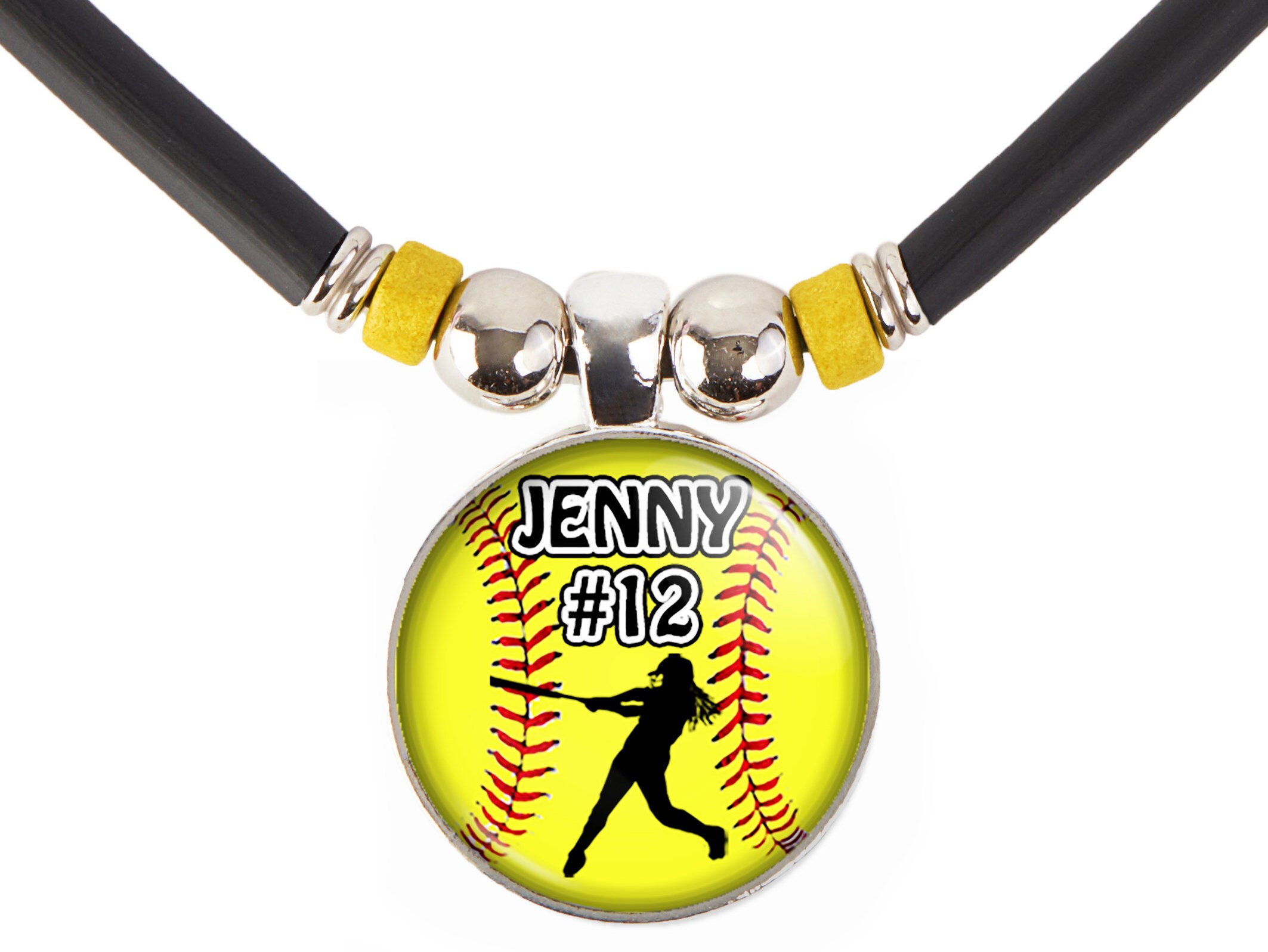 Personalized Softball Necklace Girls Custom Softball Gift Etsy