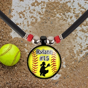 Softball Catcher Necklace Gift for Girls Team Gift for Softball Mom Custom Pendant Charm Softball Coach Gift End of Season Softball Gift