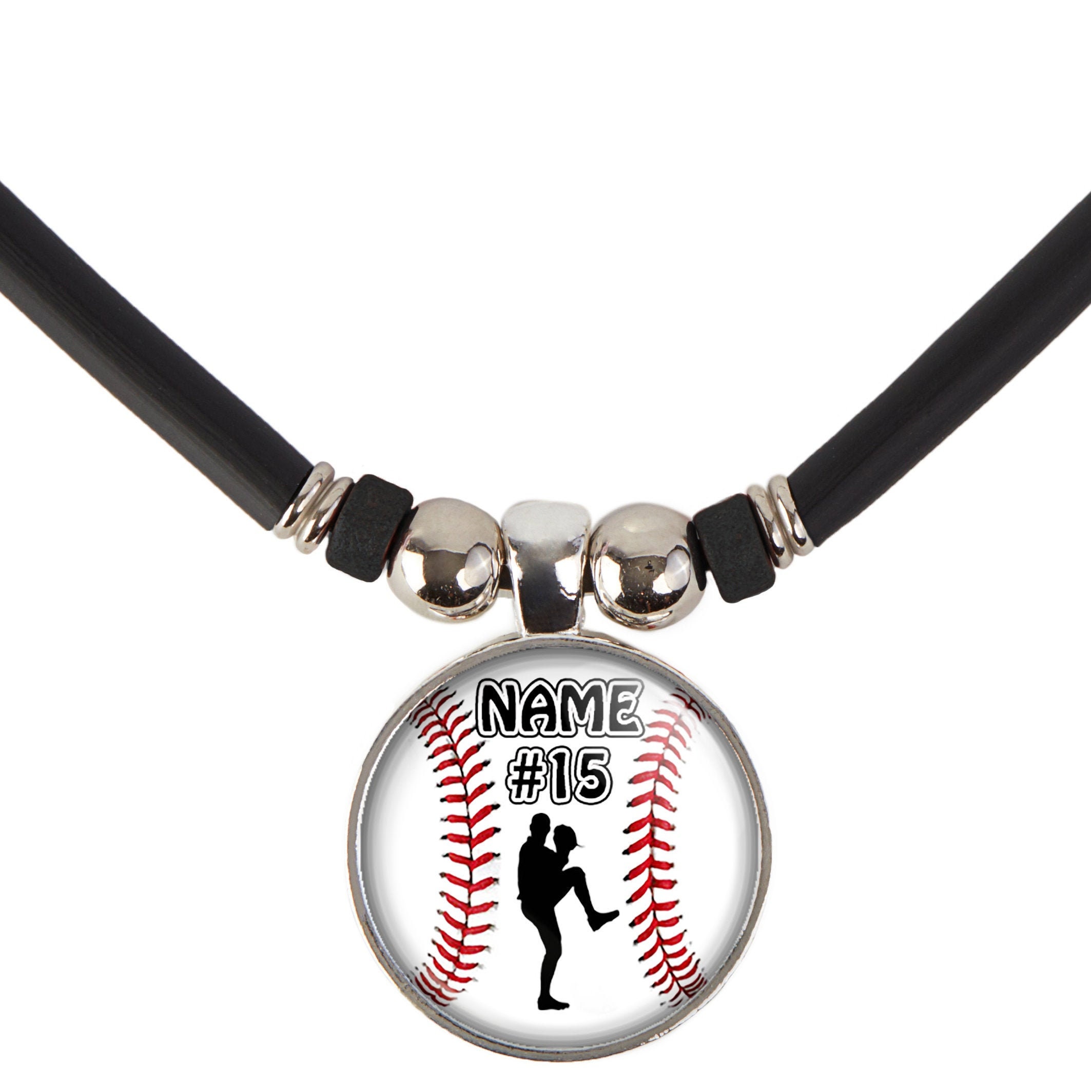 Maßgeschneiderte BaseballHalskette mit Namen und Nummer Etsy