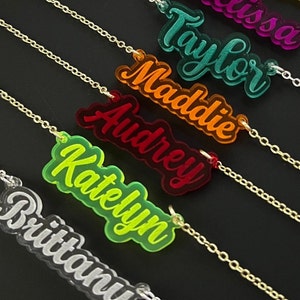 Acrylic Name Necklace Personalized Nameplate Jewelry Girls Custom Jewelry Personalized Dainty Minimalist Name Necklace Gift for Mom