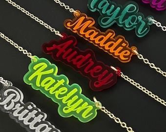 Acrylic Name Necklace Personalized Nameplate Jewelry Girls Custom Jewelry Personalized Dainty Minimalist Name Necklace Gift for Mom