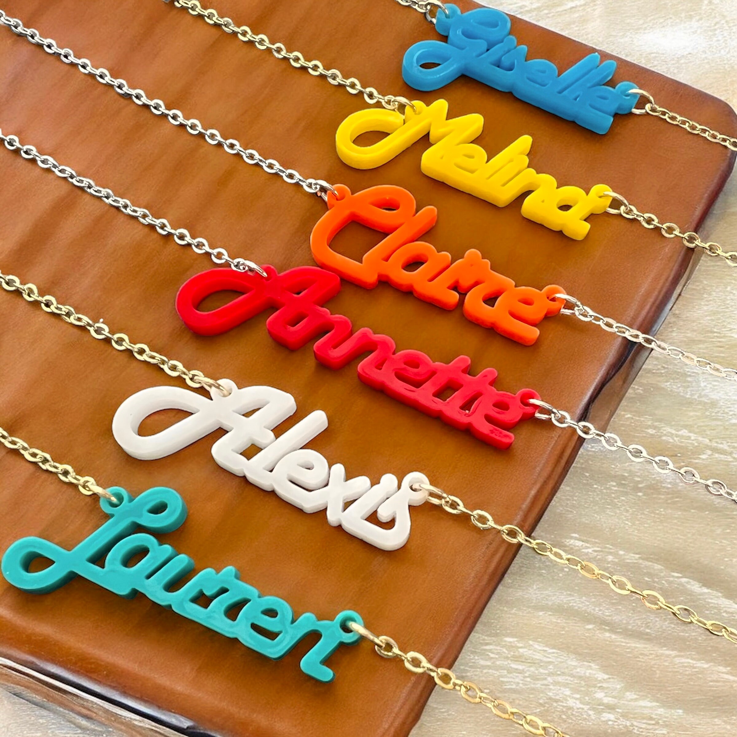 Namesake Accessory Personalized Name Necklace Custom Acrylic Pendant Gift for Her Birthday ...