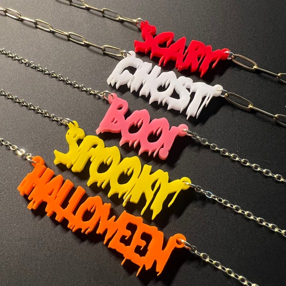 Acrylic Halloween Costume Word name Necklace Halowwen Party