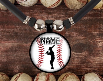 Personalized Boys Baseball Name Necklace Customized Name and Number Pendant Jewelry Baseball Youth Coach Team Baseball Mom Gift
