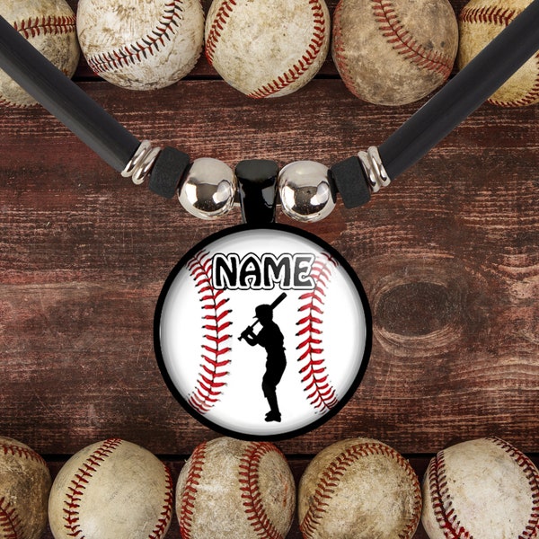 Personalized Boys Baseball Name Necklace, Customized Name and Number Pendant Jewelry, Baseball Youth ,Coach, Team, Baseball Mom Gift