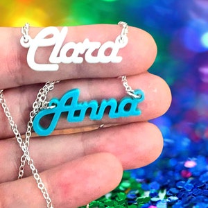 Personalized Colorful Name Necklace  Custom Name Pendant Jewelry  Dainty Minimalist Nameplate Charm  Gift for Her Mom and Teen Girls