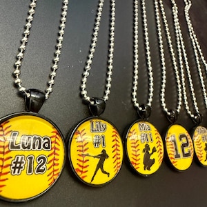 Girls Softball Team Gift Softball Party Favor Softball Necklace Personalized Softball Birthday Accessory Handmade Softball Charm (9-25 Pcs)