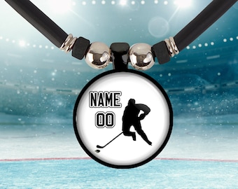 Personalized Hockey 3D Chain NecklaceBoys/Girls Hockey Silhouette Pendant Jewelry Customized Hockey Name/Number Charm Necklace Gift