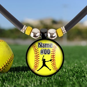 Personalized Softball Pitcher Necklace Girls Custom Softball Gift Softball Pendant Jewelry Softball Players Team Gifts Graduation
