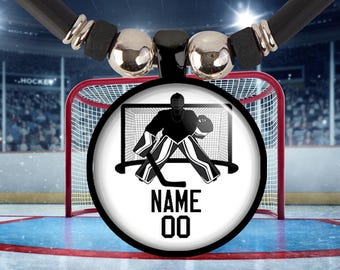 Personalized Hockey Pendant for Player Name Jewelry Goalie Gift Team Present Sports Necklace with Number Hockey Charm Athlete Gift Custom