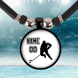 Boys Hockey Charm Necklace Gift Personalized With Name Number Hockey Custom Pendant Jewelry for Hockey Player Team Graduation Present