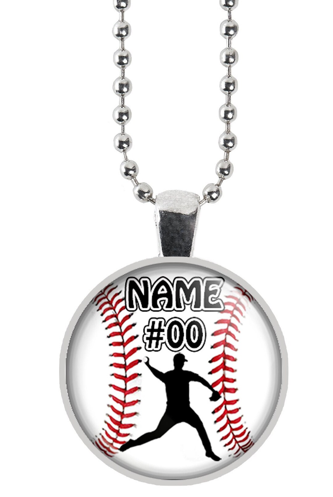 Baseball Gift Baseball Pitcher Ball Chain Necklace for Boys With Name ...