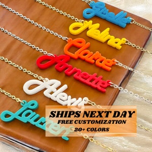 Personalized Colorful Name Necklace  Custom Name Pendant Jewelry  Dainty Minimalist Nameplate Charm  Gift for Her Mom and Teen Girls